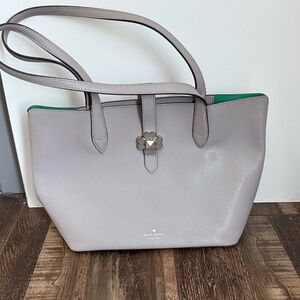 Kate Spade Light Gray Tote with Floral Accent